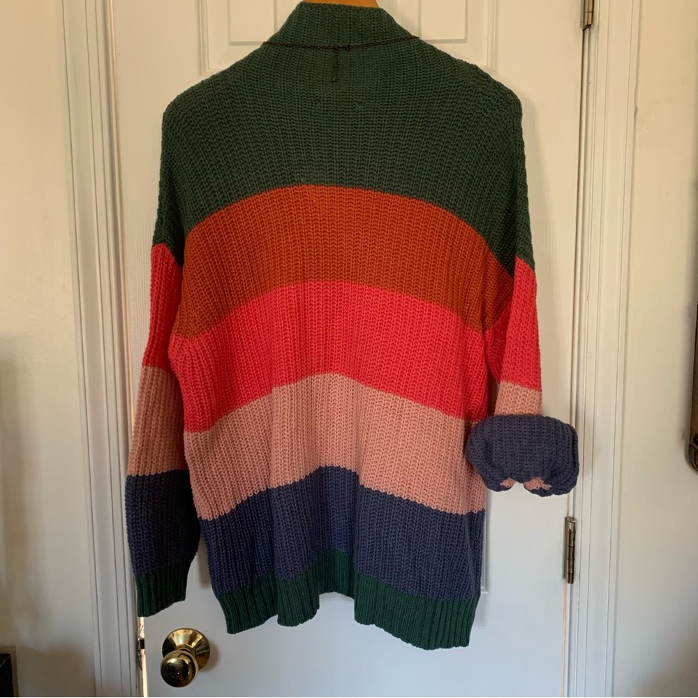 AEO Colorblock Stripe Knit Mock Neck Pullover Sweater - Picture 7 of 7